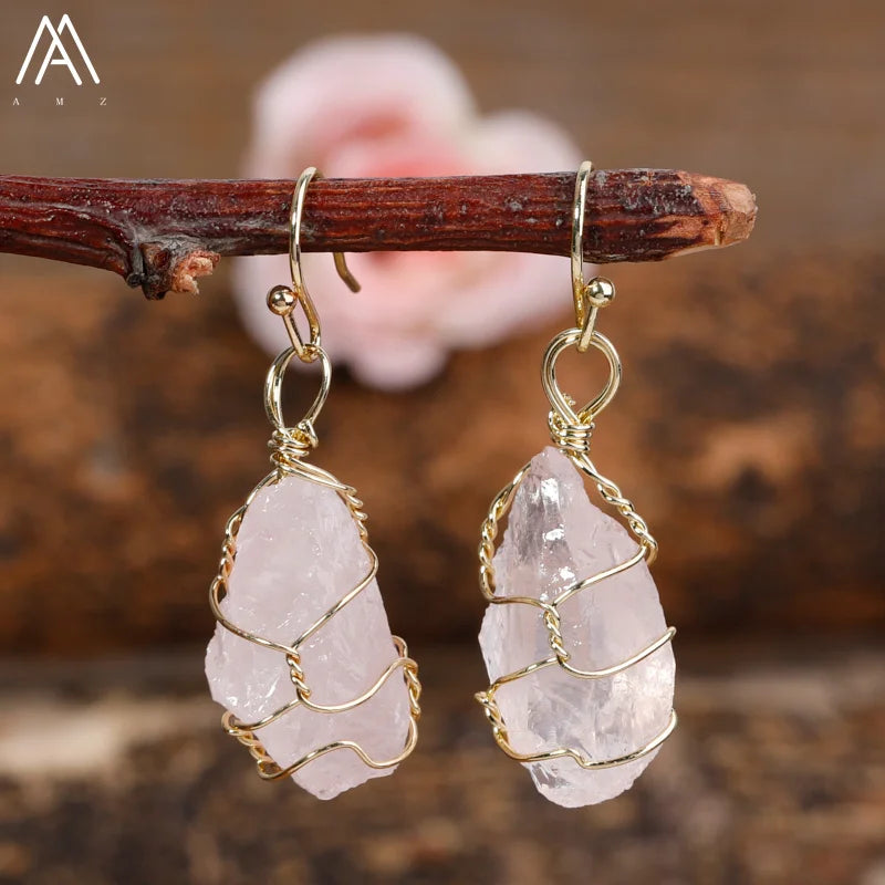 Raw Quartz Crystal Earrings