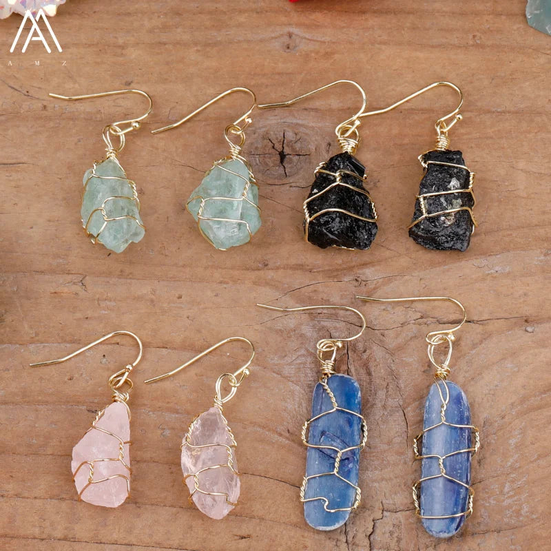 Raw Quartz Crystal Earrings