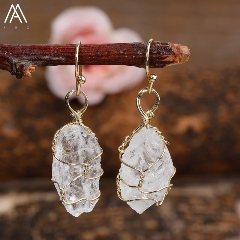 Raw Quartz Crystal Earrings